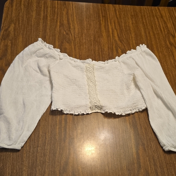 White Ruffle Crop Top - Picture 1 of 4